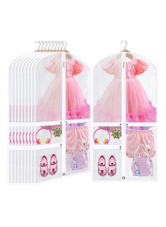 SYOSI 4 Pack Garment Bags for Dance Costumes Kids 40 Inch Clothing Bags for Hanging Clothes with 3 Clear Zipper Pocket Waterproof Garment Cover for Dance Competition, Travel, Closet Storage (White)  - Image 1