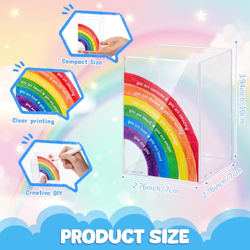 Sherr 5 Pcs Acrylic Pen Holders Teacher Appreciation Gifts Rainbow Pencil Storage Cups Inspirational Desk Organizers Stationery Pots Bulk for School Classroom Office Supplies - Image 3