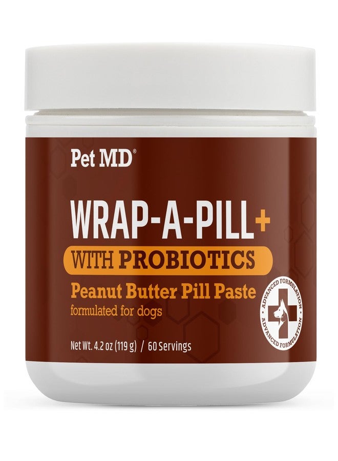 Pet MD Wrap-A-Pill with Dog Probiotics - Pill Wrap for Dogs Medicine - Easy-to-Use Paste to Hide Capsules, Create Pockets and Treats for Dogs - Peanut Butter (4.2oz) - Image 1