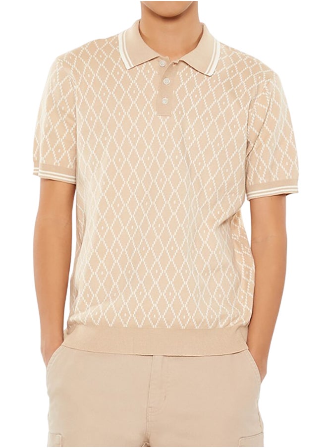 FOREVER 21 Geometric Sweater-Knit Polo Shirt  - Image 1