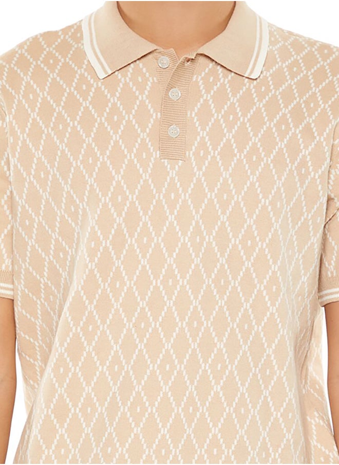 FOREVER 21 Geometric Sweater-Knit Polo Shirt  - Image 5