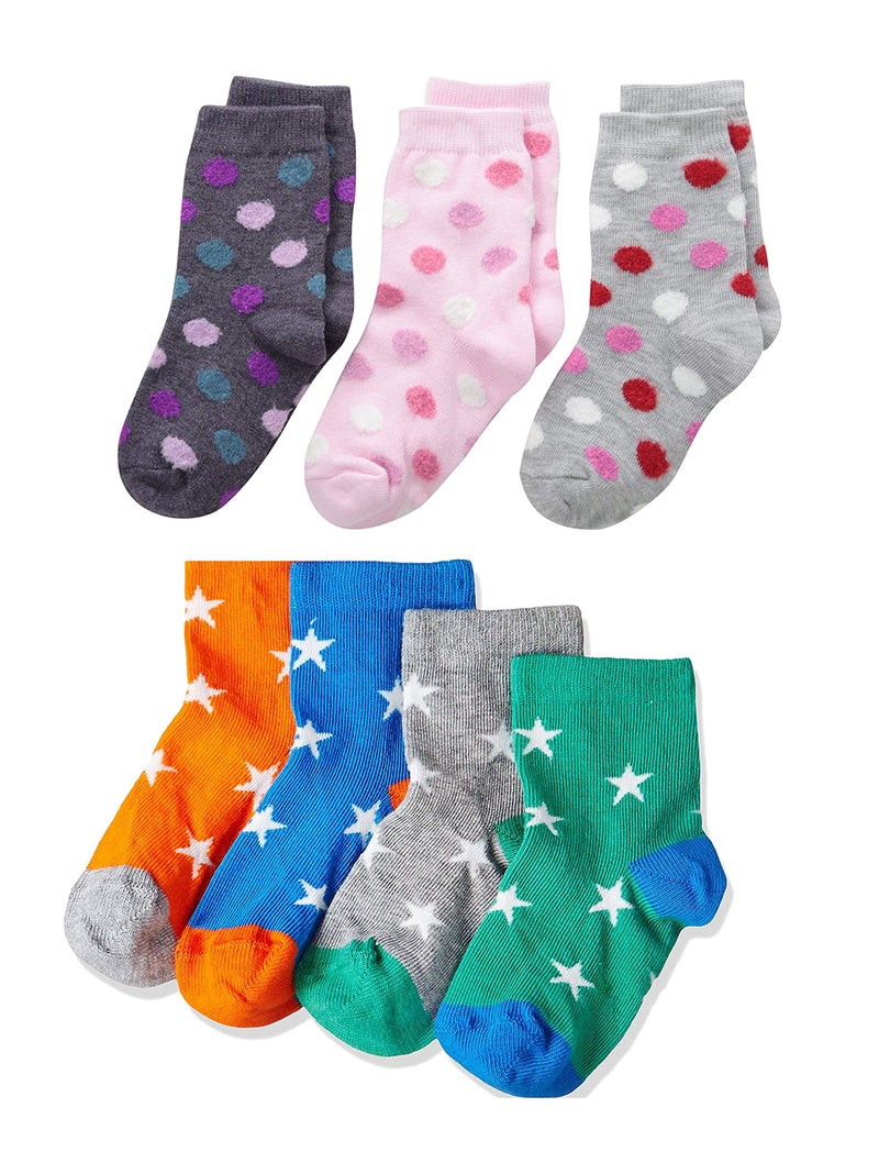 FOOTPRINTS Baby-Boys Organic Cotton Bigdot and Star Socks (Multicolour, 3-5 Years) - Pack of 7 - Image 1