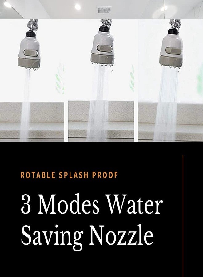 JOYUS ABS 360 Degree Rotation/Movable Bubbler Saving Water Swivel Faucet tap, Tap Extension Head, Faucet Filter Shower Head Nozzle Adapter (3 Modes), Faucet Extension, White and Grey, Pack of 1 - Image 4