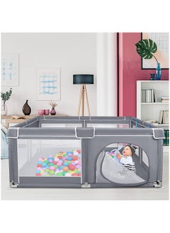 SKY-TOUCH Baby Playpen 200x200cm Extra Large Playpen for Babies Kids Safe Play Center for Babies with Breathable Mesh and Zipper Door and Toddlers Gives Mommy a Break Grey  - Image 3