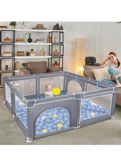 SKY-TOUCH Baby Playpen 200x200cm Extra Large Playpen for Babies Kids Safe Play Center for Babies with Breathable Mesh and Zipper Door and Toddlers Gives Mommy a Break Grey  - Image 4