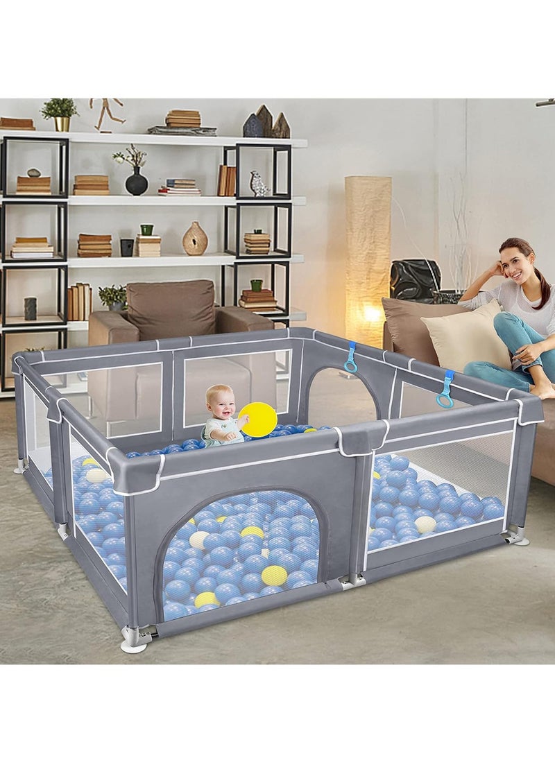 SKY-TOUCH Baby Playpen 200x200cm Extra Large Playpen for Babies Kids Safe Play Center for Babies with Breathable Mesh and Zipper Door and Toddlers Gives Mommy a Break Grey  - Image 4