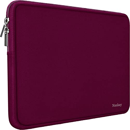 Naukay Laptop Case 15.6 inch,Resistant Neoprene Protective Laptop Sleeve Compatible for Asus F555LA/MB168B/X551,Acer Aspire/Chromebook 15,Dell Inspiron,15.6 HP/Tablet Briefcase Carrying Bag-Wine Red - Image 1