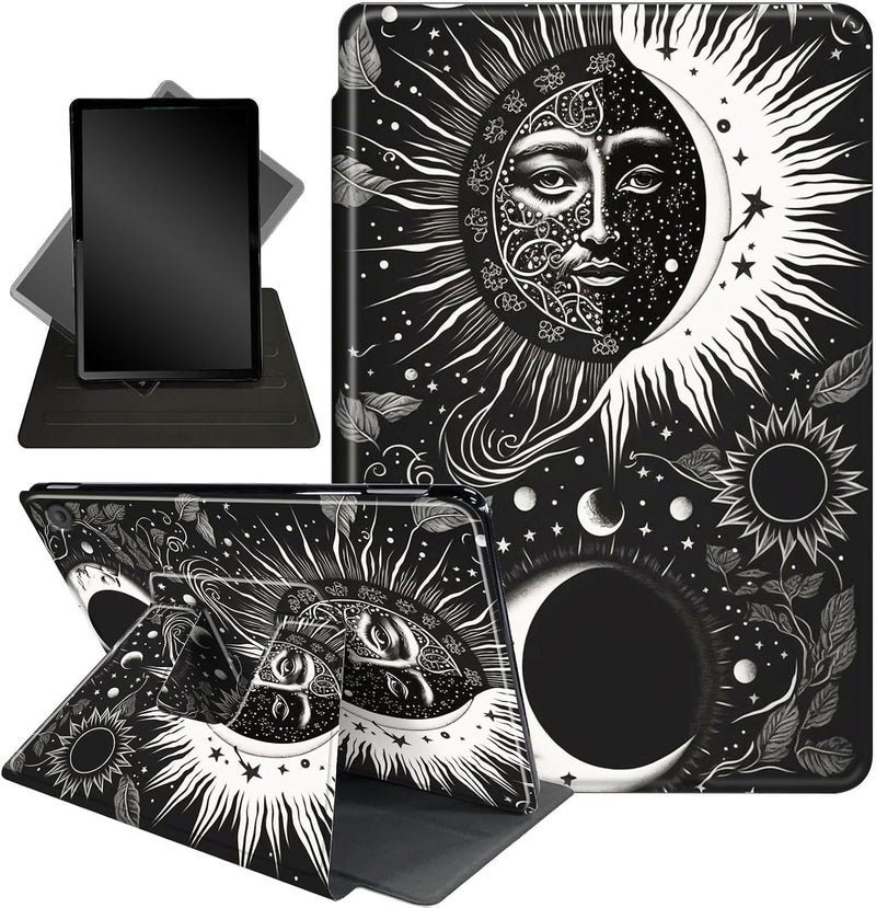 Mxfdegf for Fire HD 10 Tablet Case 11th Generation 2021 and Amazon Fire HD10 Plus Case 10.1", 360 Degree Rotating Stand Smart Protective Case,for Fire HD 10 2021 Tablet,Soon Moon Stars Blacks - Image 1