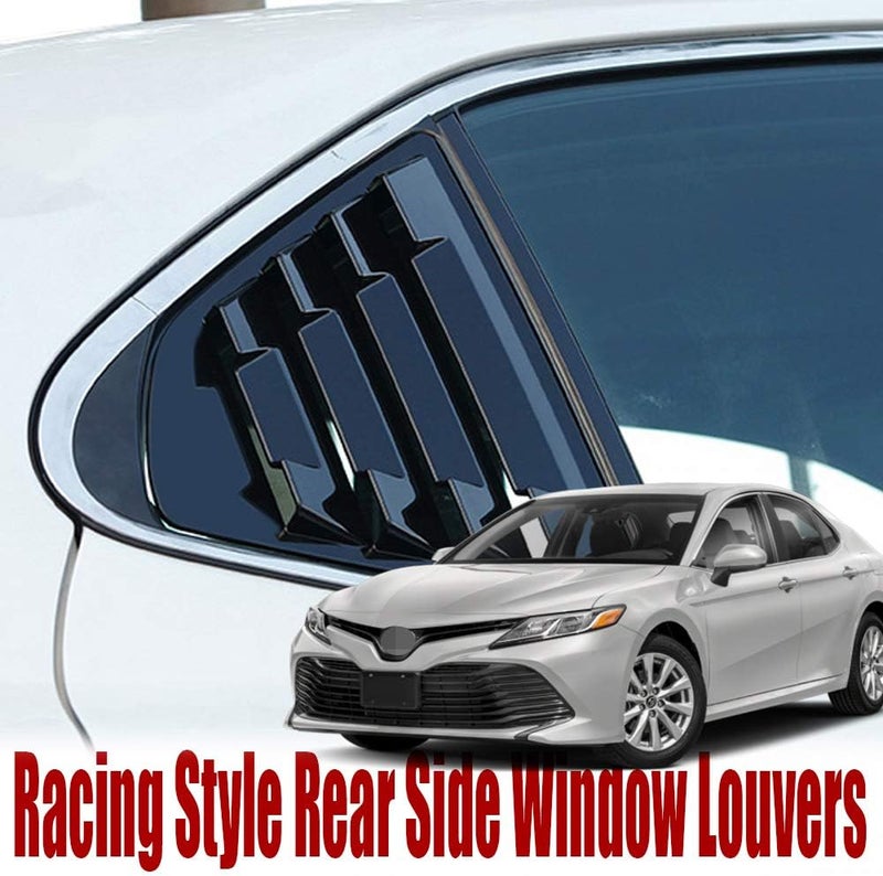 XITER 2PCS ABS Racing Style Rear Side Window Louvers for Toyota Camry 2018-2021 (Mirror Black) - Image 2