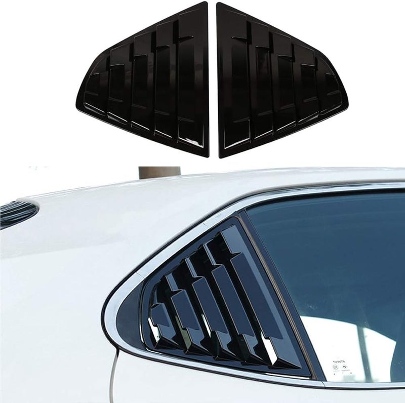 XITER 2PCS ABS Racing Style Rear Side Window Louvers for Toyota Camry 2018-2021 (Mirror Black) - Image 1