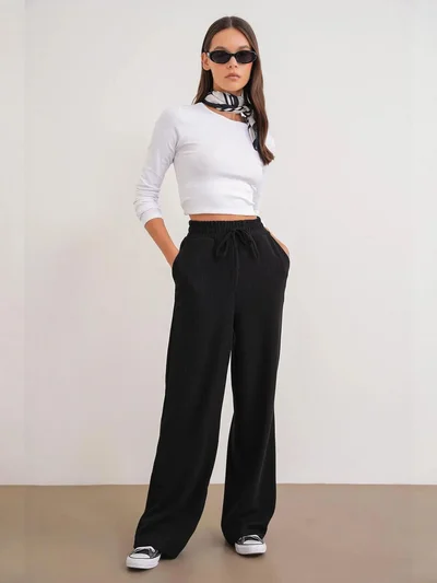 MixRay Mixray Ribbed Straight Leg Pants