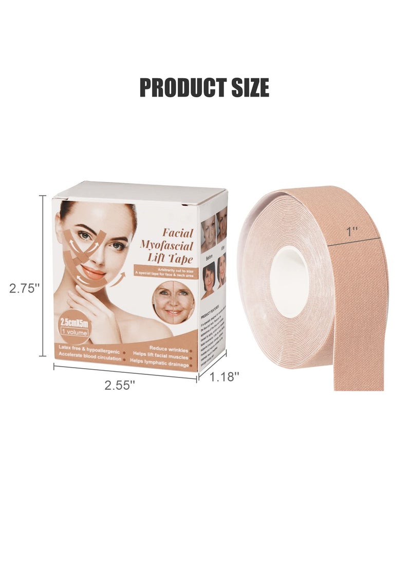 SYOSI Face Lift Tape, 16.5Ft Face Tape Facial Myofascial Lift Tape Anti Wrinkle Patches, Face Toning Belts Anti Wrinkle Patches Anti Freeze Stickers, Unisex For Firming And Tightening Skin - Image 2