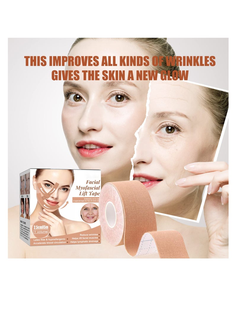 SYOSI Face Lift Tape, 16.5Ft Face Tape Facial Myofascial Lift Tape Anti Wrinkle Patches, Face Toning Belts Anti Wrinkle Patches Anti Freeze Stickers, Unisex For Firming And Tightening Skin - Image 5