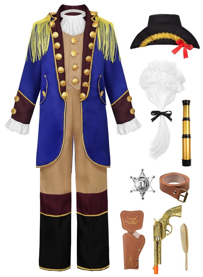 JerrisApparel Boys Colonial Costume George Washington Hamilton Outfit Revolutionary War Halloween (5-6 Years/120cm, Blue) - Image 1