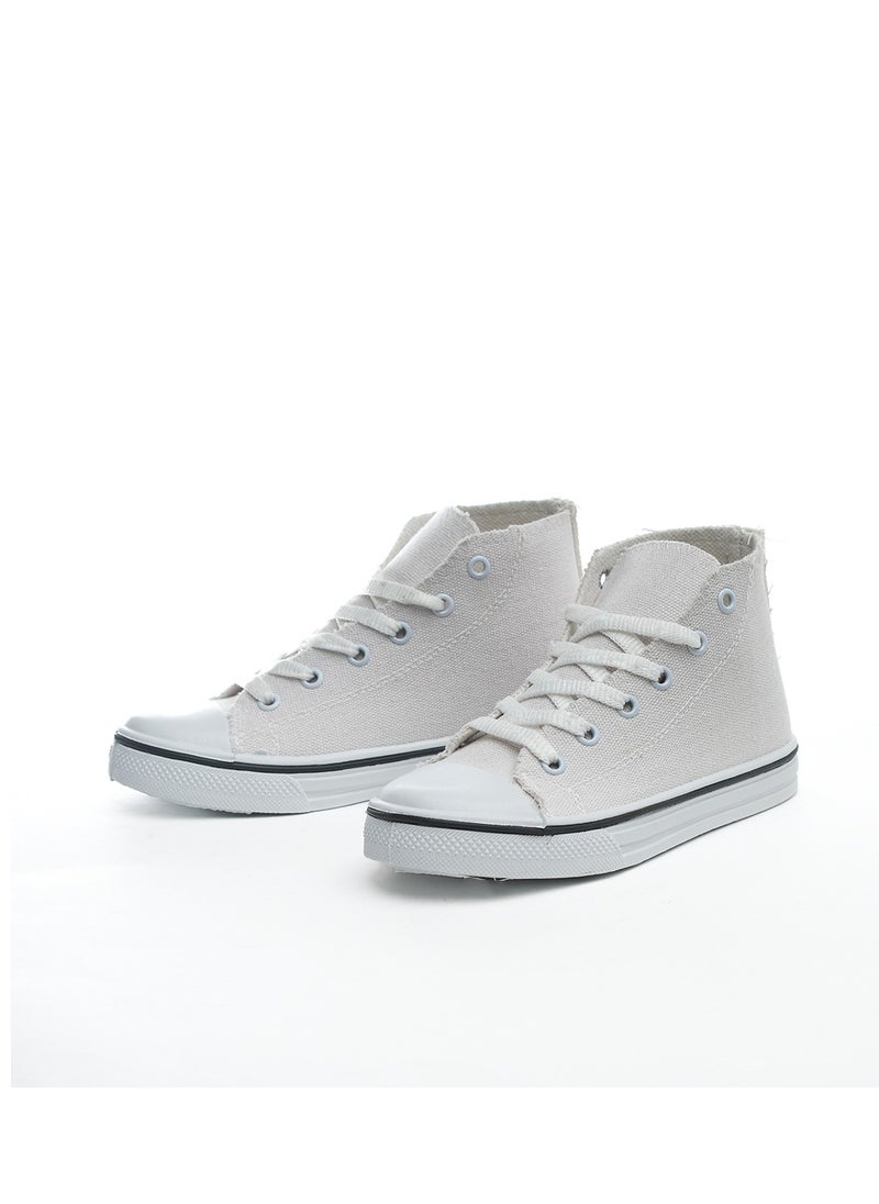 Desert - Basic Lace-Up Knit Flat Sneakers For Kids - Image 1