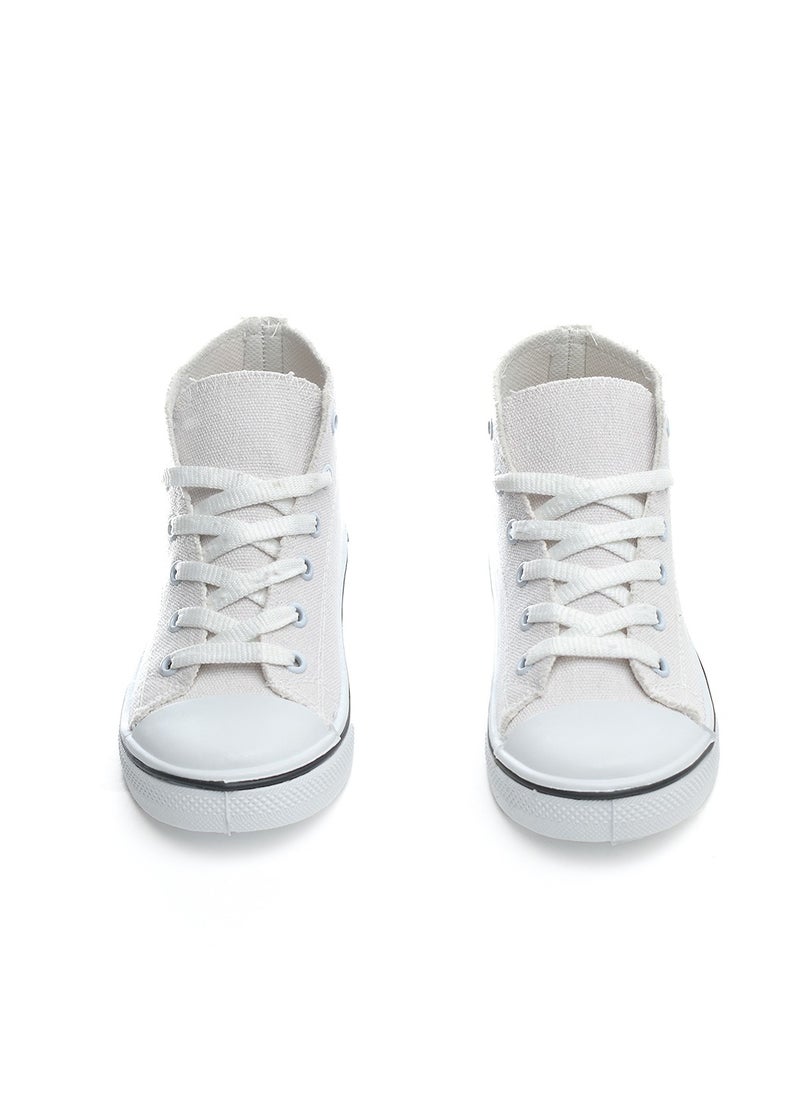 Desert - Basic Lace-Up Knit Flat Sneakers For Kids - Image 1