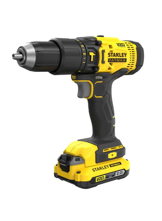 Stanley V20 18V Compact and Ergonomic Fatmax Cordless Drill Kit Yellow and Black SFMCD711D1K-GB