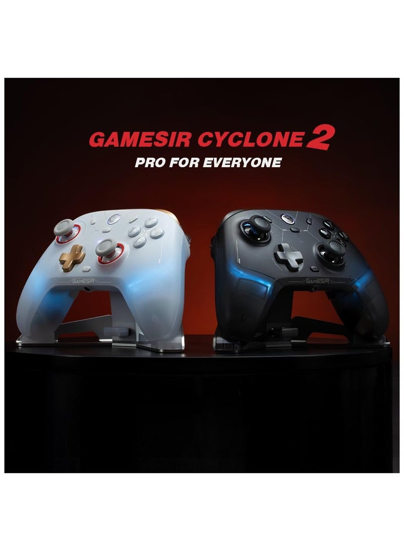جيم سير وحدة تحكم ألعاب لاسلكية احترافية GameSir Cyclone 2 لجهاز الكمبيوتر / ستيم / سويتش / أندرويد / آي أو إس مع مصباح RGB وصوت لاسلكي وزر تشغيل خطي وزر تشغيل ميكرو وجيروسكوب بستة محاور وبرج شحن من سبائك الألومنيوم باللون الأسود - Image 3