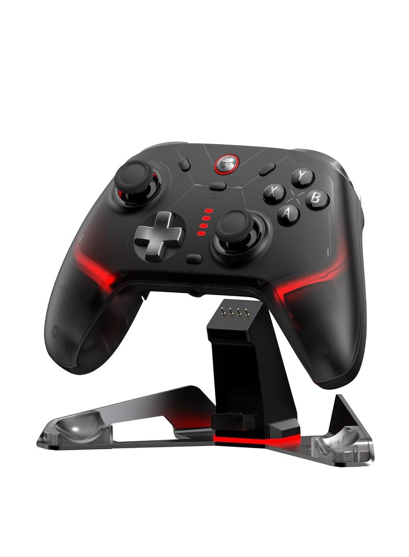 جيم سير وحدة تحكم ألعاب لاسلكية احترافية GameSir Cyclone 2 لجهاز الكمبيوتر / ستيم / سويتش / أندرويد / آي أو إس مع مصباح RGB وصوت لاسلكي وزر تشغيل خطي وزر تشغيل ميكرو وجيروسكوب بستة محاور وبرج شحن من سبائك الألومنيوم باللون الأسود - Image 1
