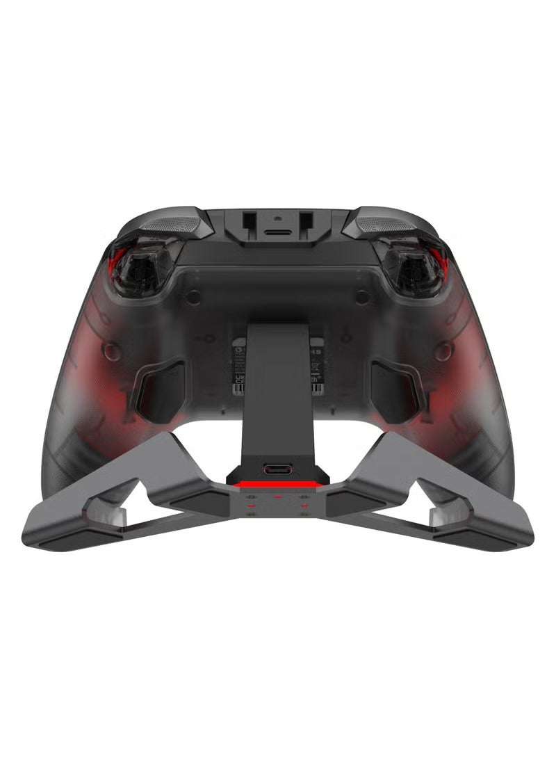 جيم سير وحدة تحكم ألعاب لاسلكية احترافية GameSir Cyclone 2 لجهاز الكمبيوتر / ستيم / سويتش / أندرويد / آي أو إس مع مصباح RGB وصوت لاسلكي وزر تشغيل خطي وزر تشغيل ميكرو وجيروسكوب بستة محاور وبرج شحن من سبائك الألومنيوم باللون الأسود - Image 2