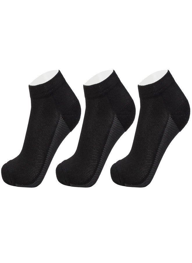 Alpine Swiss Mens Athletic Performance Low Cut Ankle Socks Breathable Cotton Multipack Socks 3 PK Black - Image 1