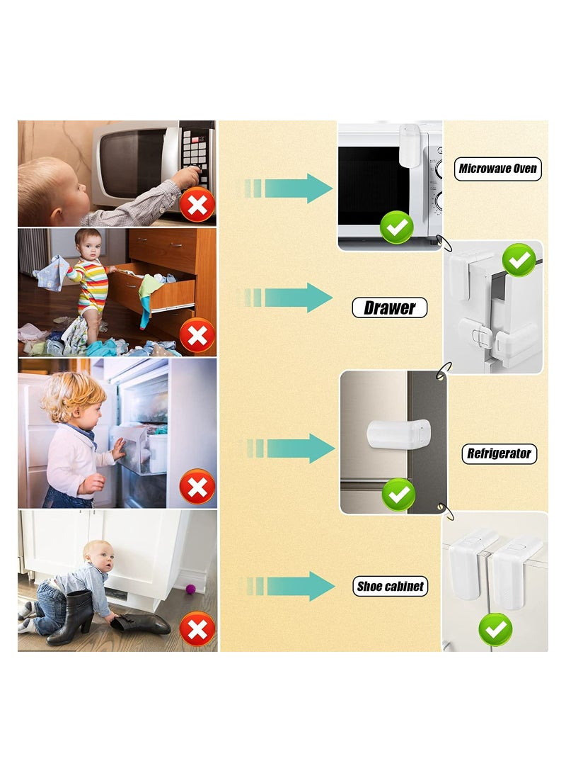 كاست ويف Kids Safety Cabinet Locks 4Pcs Child Safety Refrigerator Lock for Home Fridge Freezer Door Proof Locks with Adhesive and Easy to Install Anti-pinch Baby 90-degree Safety Right-angle Lock - Image 3