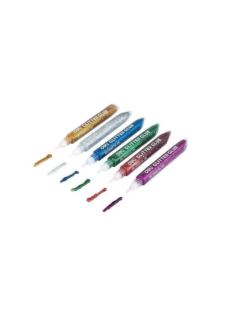 Deli 6-Pieces Stick Up Classic Glitter Glue Multicolor - Image 3