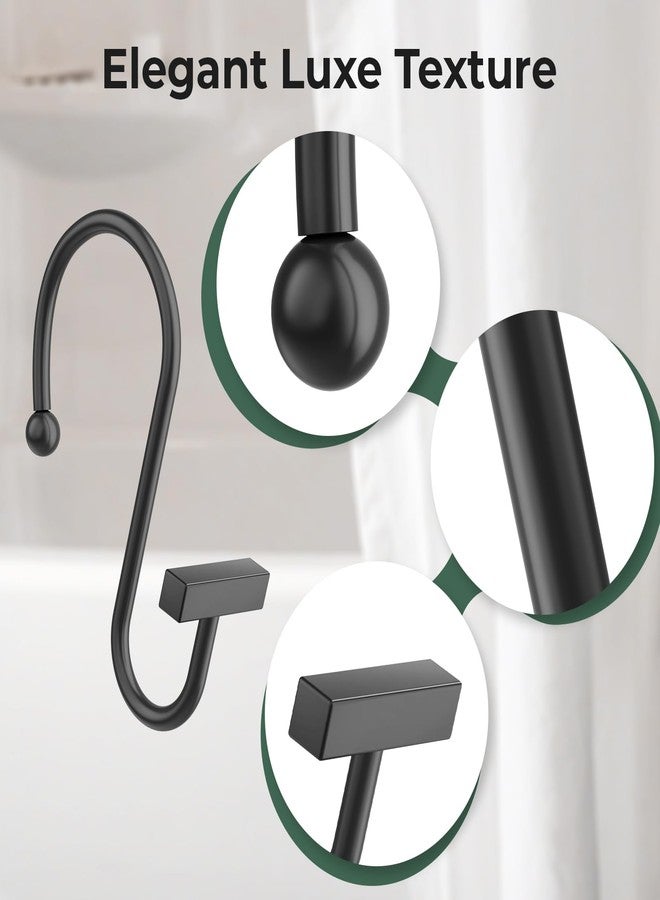 Bathway Shower Curtain Hooks, Black Shower Curtain Rings Rust Proof, 12PCS Shower Hooks for Shower Curtain, T-Bar Design Convenient Elegant Shower Curtain Hangers for Bathroom Kitchen Wardrobe - Image 3