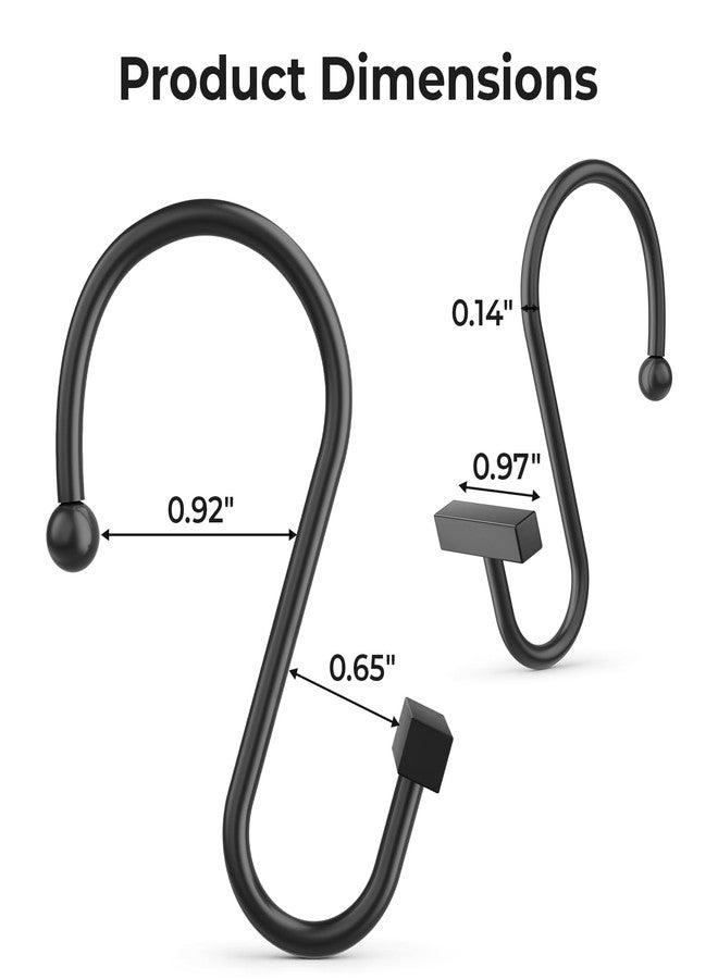 Bathway Shower Curtain Hooks, Black Shower Curtain Rings Rust Proof, 12PCS Shower Hooks for Shower Curtain, T-Bar Design Convenient Elegant Shower Curtain Hangers for Bathroom Kitchen Wardrobe - Image 2