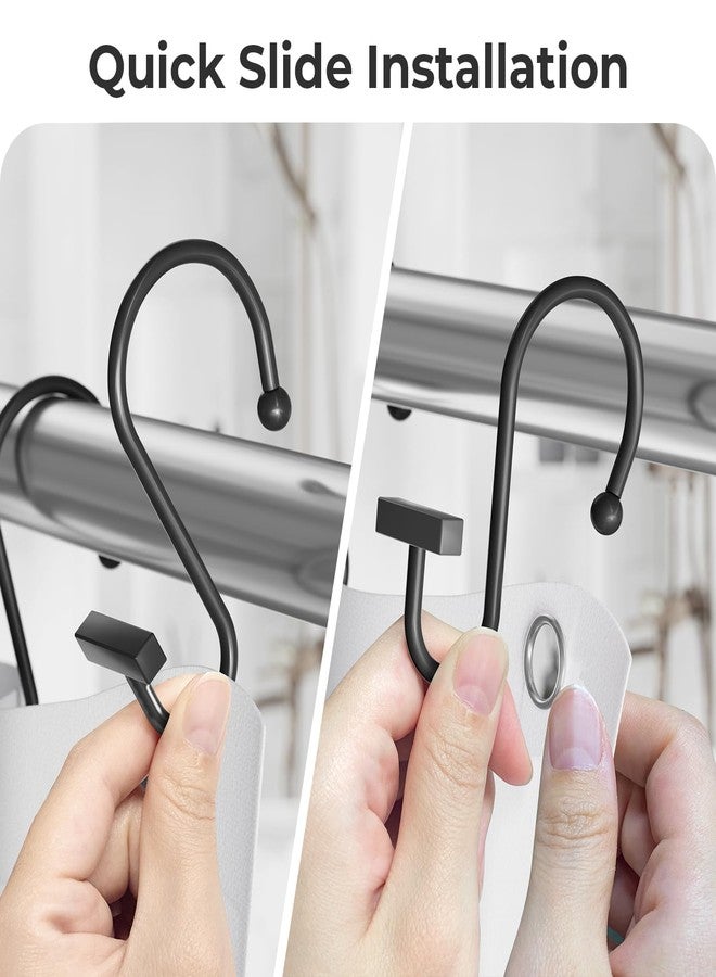 Bathway Shower Curtain Hooks, Black Shower Curtain Rings Rust Proof, 12PCS Shower Hooks for Shower Curtain, T-Bar Design Convenient Elegant Shower Curtain Hangers for Bathroom Kitchen Wardrobe - Image 4