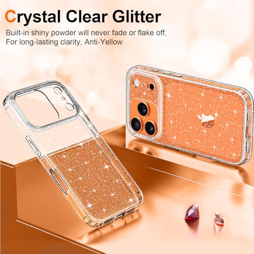 Hython for iPhone 17 Pro Case Glitter, Clear Glitter Sparkly Shiny Bling Sparkle Cute Cover, Anti-Scratch Soft TPU Thin Slim Fit Shockproof Protective Phone Cases for Women Girls, Clear Glitter - Image 2