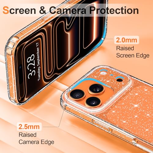 Hython for iPhone 17 Pro Case Glitter, Clear Glitter Sparkly Shiny Bling Sparkle Cute Cover, Anti-Scratch Soft TPU Thin Slim Fit Shockproof Protective Phone Cases for Women Girls, Clear Glitter - Image 3
