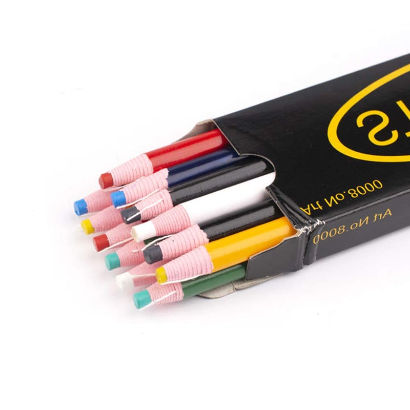 Lohas Select 12 Pieces Sewing Mark Pencil Tailors Marking and Tracing Tools Free Cutting Crayons Sewing Fabric Pencil 6 Colors 6 Colors