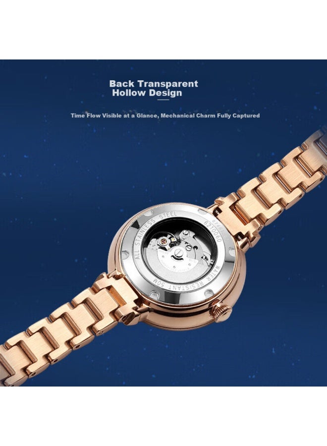 Rossini Women'S Mechanical Watch With Blue Dial And Steel Strap Birthday Gift For Girlfriend National Watch Fashion Moon 6210060 - Image 2