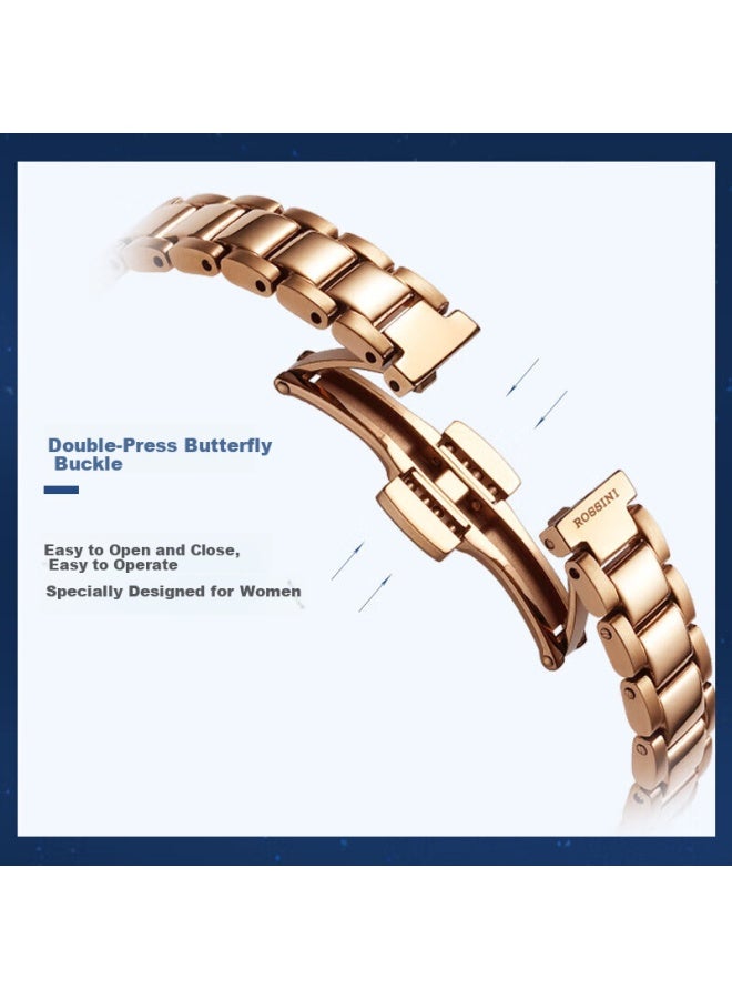 Rossini Women'S Mechanical Watch With Blue Dial And Steel Strap Birthday Gift For Girlfriend National Watch Fashion Moon 6210060 - Image 5