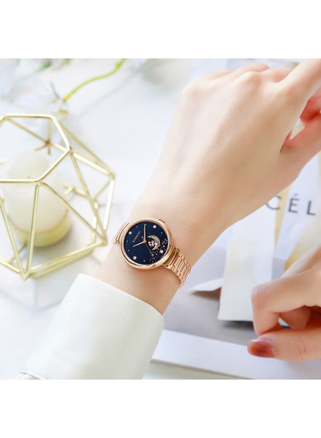 Rossini Women'S Mechanical Watch With Blue Dial And Steel Strap Birthday Gift For Girlfriend National Watch Fashion Moon 6210060 - Image 3