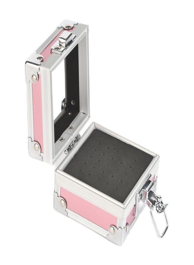 Rolabling Professional 25 Holes Nail Drill Bits Box Container Nail Drill Grinding Bit Holder Nail Polish Head Storage Box Nail Tools Organizers Container Display Storage Box Manicure Tool (Pink) - Image 1