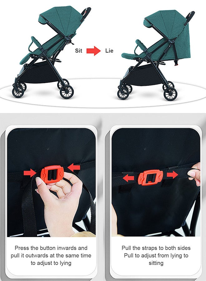 GOOTOY Auto Baby Stroller, Can Sit And Lie, Lightweight Single Stroller, Foldable And Portable Pram WIth Big Storage Basket, Travel Stroller For Newborn - Image 3