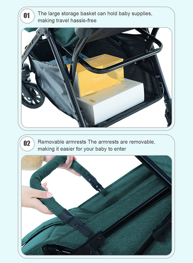 GOOTOY Auto Baby Stroller, Can Sit And Lie, Lightweight Single Stroller, Foldable And Portable Pram WIth Big Storage Basket, Travel Stroller For Newborn - Image 4