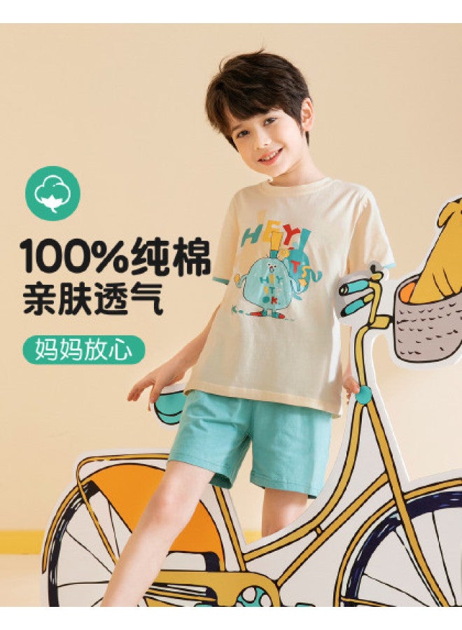 Fenton breathable Cotton Round Neck Short Sleeve Boys' Loungewear - Comfy Homewear & Outdoor Tee - Image 1