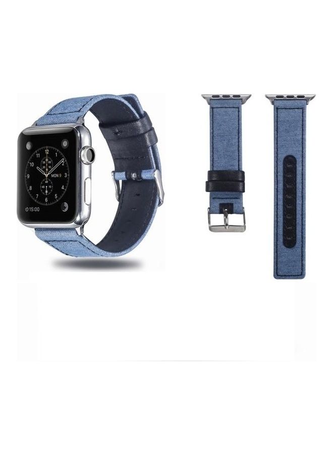 NIBEMINENT Cloth with Top-Grain Leather Wrist Watch Band for Apple Series 7/6/5/4/3/2/1/SE 41/40/38mm Multicolour - Image 1