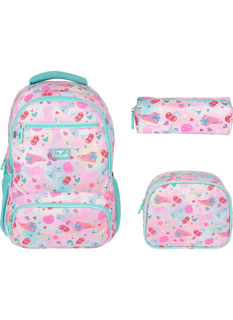 ريلاكسن Pink Cherry Patterned Triple School Set 8650-8