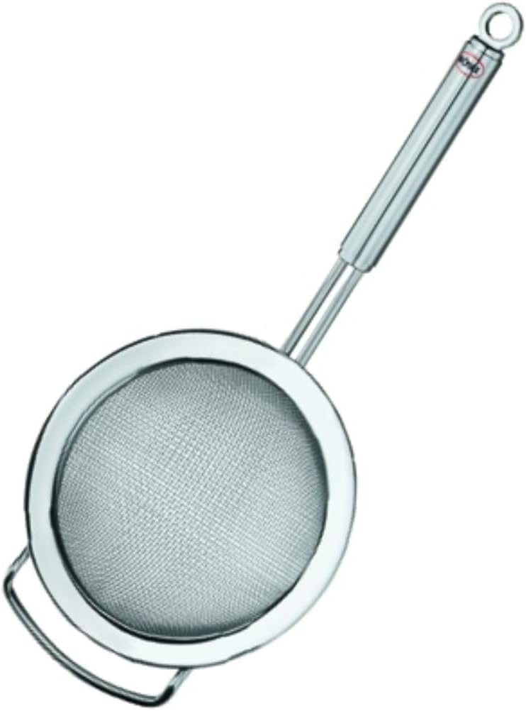 Stainless Steel Round Handle Kitchen Strainer, Coarse Mesh, 7.9-inch