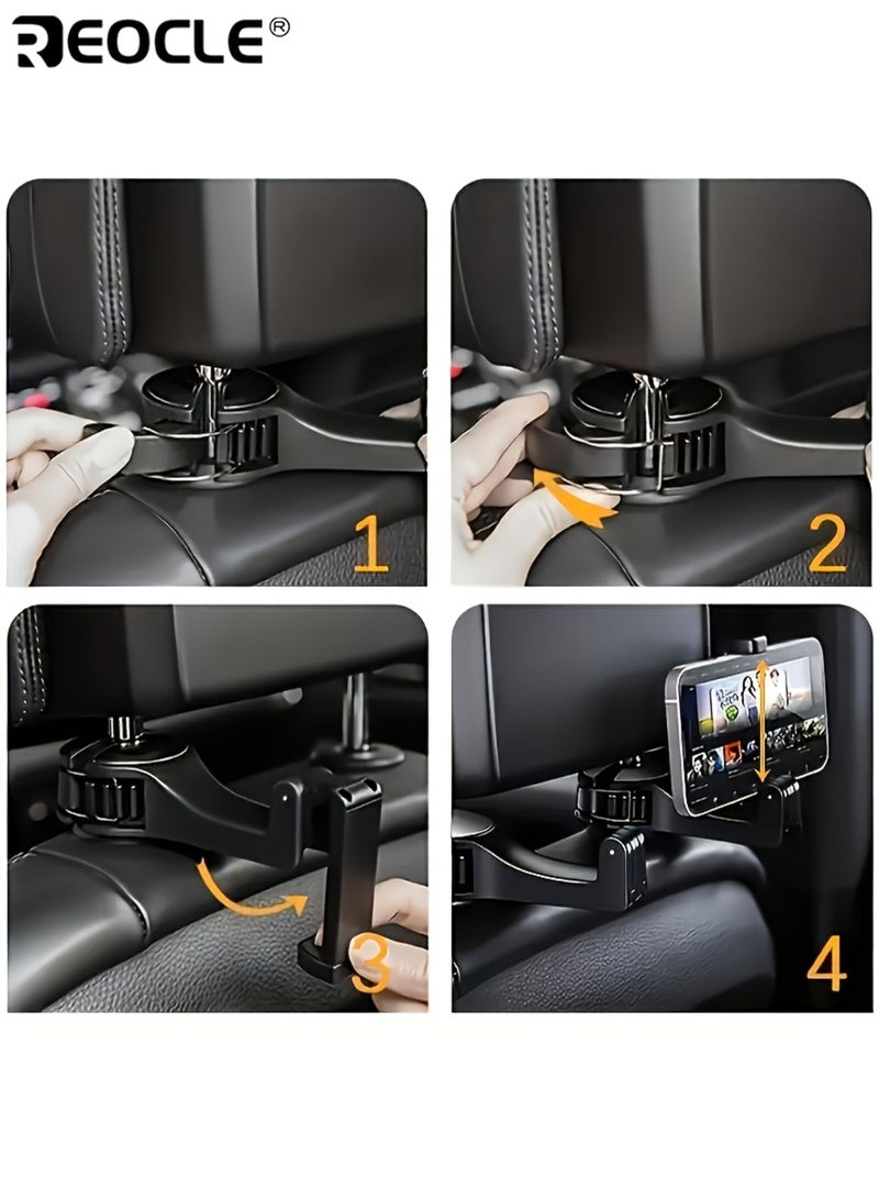 REOCLE 2pcs Adjustable Car Seat Phone Holder with Headrest Mount Durable Plastic Material Waterproof Holder Auto Vehicle Compatible Secure Grip for Road Trips and Commuting - Image 3