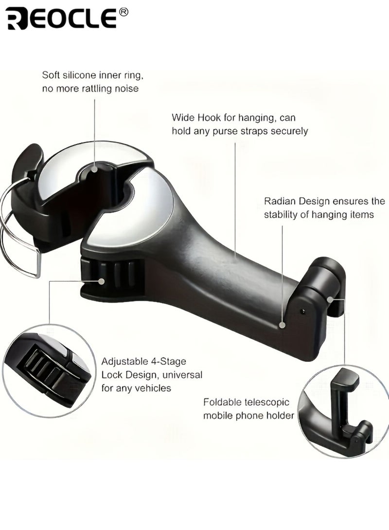 REOCLE 2pcs Adjustable Car Seat Phone Holder with Headrest Mount Durable Plastic Material Waterproof Holder Auto Vehicle Compatible Secure Grip for Road Trips and Commuting - Image 5