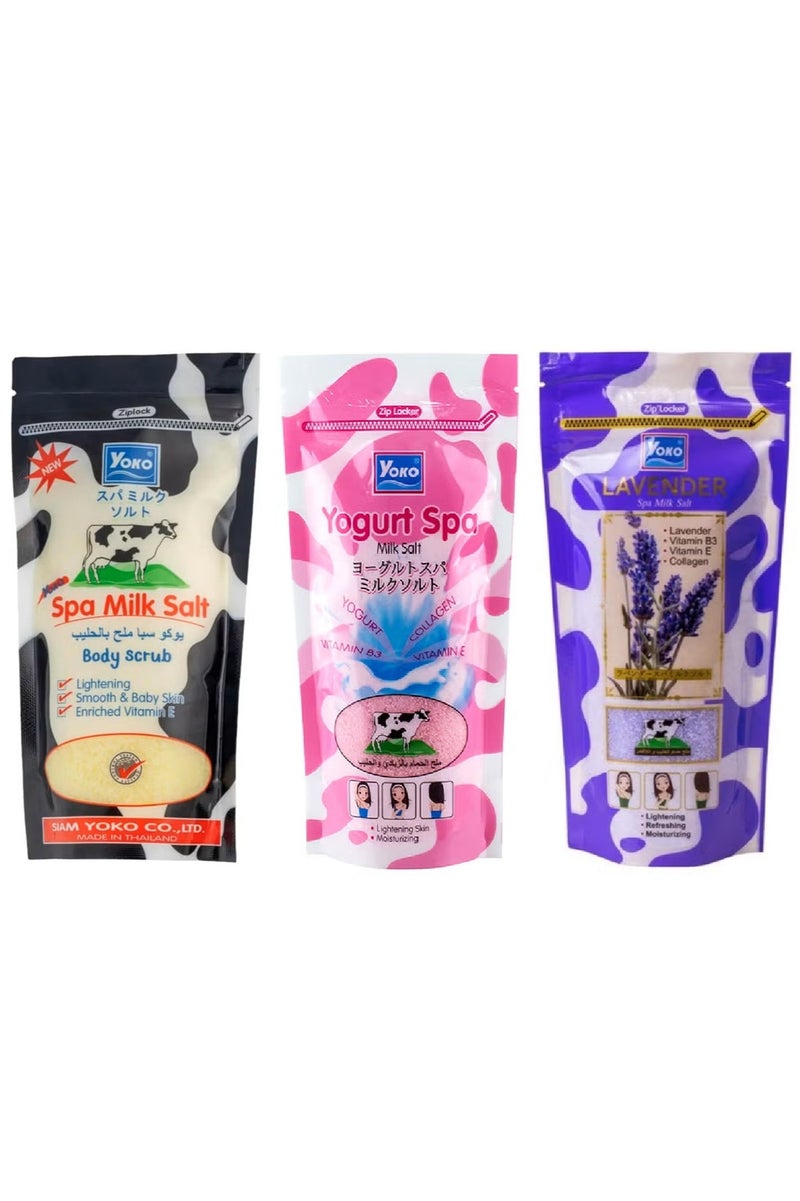 YOKO Spa Salt Milk + Yogurt + Lavender - 3x300g