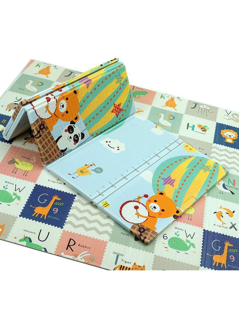 الكبريت سجادة لعب كبيرة قابلة للطي ملساء مقاومة للمياه قابلة للاستعمال على الوجهين لزحف للاطفال الصغار، مقاس 200×180×1.5 سم