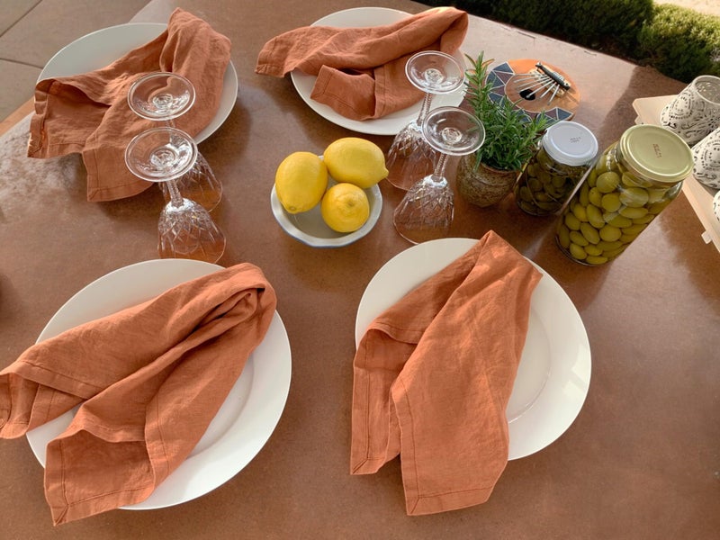 Eight Owls Linen Napkins -100% French Flax - Stonewashed Pure Linen Cloth Napkins - Size 18 Inch x 18 Inch - Set of 4 (Rustic Orange) - Image 4