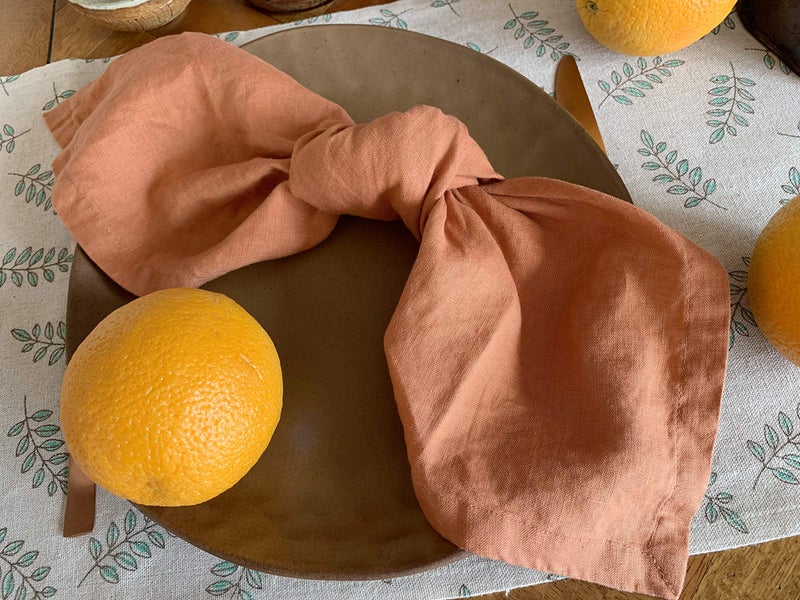 Eight Owls Linen Napkins -100% French Flax - Stonewashed Pure Linen Cloth Napkins - Size 18 Inch x 18 Inch - Set of 4 (Rustic Orange) - Image 5