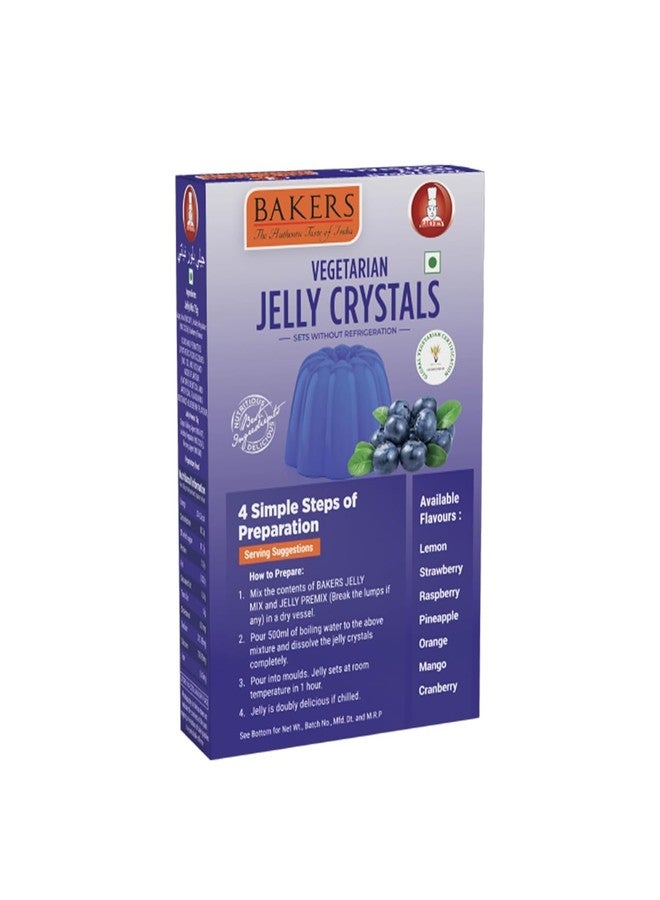 BAKERS Jelly Crystals | Blueberry Flavour | 100% Vegetarian | Easy to Make | Instant tasty dessert | Authentic Flavors Pack of 4 (90 gm x 4) - Image 2